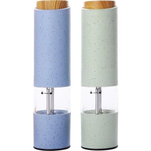 Electric Salt and Pepper Grinder Set Electric Plastic Ceramic Burr Mill For Herb Pepper Spice Adjustable Kitchen Grinding Gadget