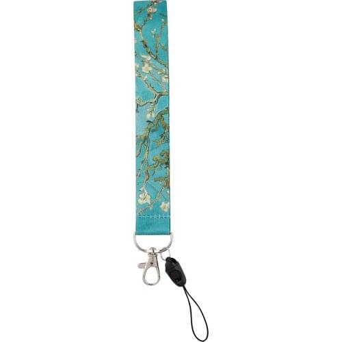 ER1065 Van Gogh Almond Blossom Short Lanyards Id Badge Holder Keychain ID Card Pass Gym Mobile Badge Holder Lanyard Key Holder
