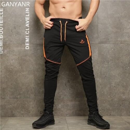 GANYANR Running Pants Men Sports Leggings Jogging Basketball quick dry Training Gym Fitness Football Sweatpants Elastic Workout