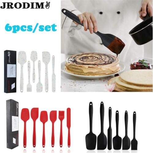 Cake Baking Tools Non-Stick Butter Cooking Spatula 6pcs Silicone Spatula Mixing Pastry Scraper Set Kitchen Cooking Accessories