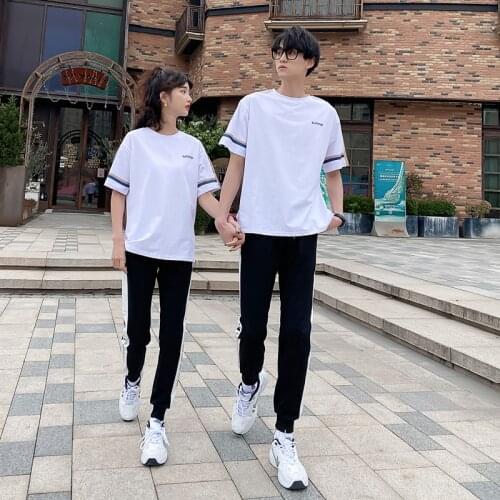 2021 Summer T-Shirt Couples Class Dress Short Sleeve Pants Two Set couples clothes couples clothing
