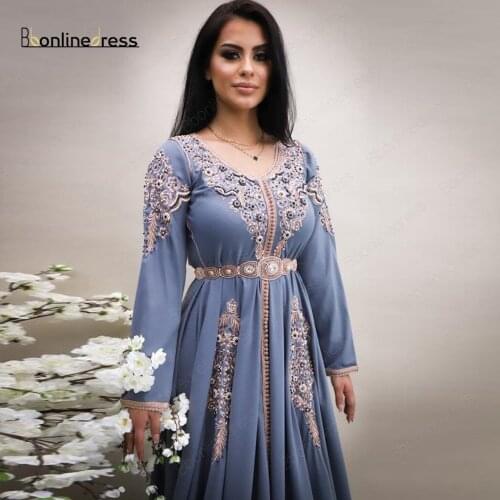 Moroccan Kaftan Evening Dresses 2020 Lace Appliques Mother Dress Arabic Muslim Special Occasion Custom Made robe de soiree