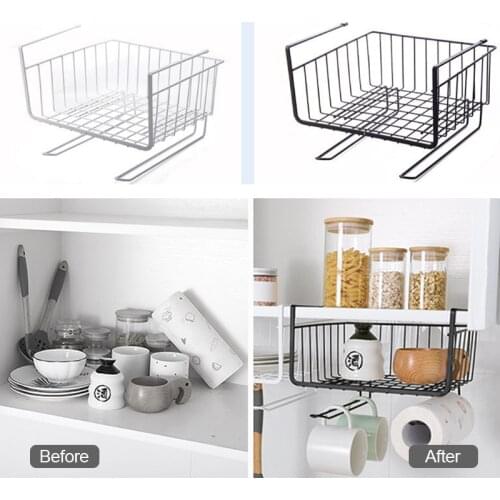 Metal Under Cabinet Hook Wardrobes Closet Kitchen Cupboard Basket Rack Shelf Bearing Partition Hanger For Home Storage Organizer