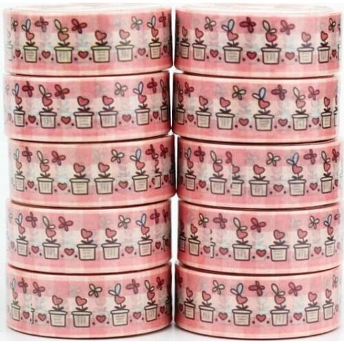 NEW 10pcs/Lot Decorative Potted plants Butterfly Japanese Washi Tapes for Bullet Journal Adhesive Masking Tape Cute Papeleria