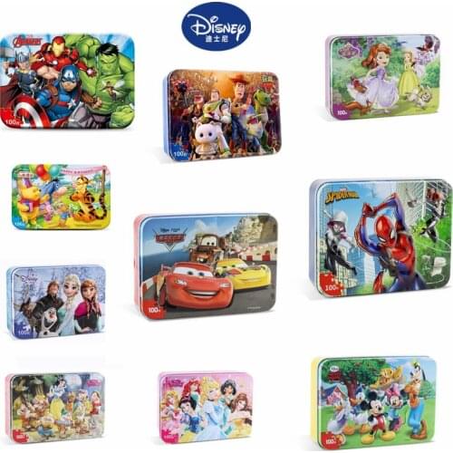 100pcs/lot Disney Six Princess Frozen Theme Wooden Puzzles For Kids Birthday Educational Toys Cars Toy Story Mickey Puzzles Gift