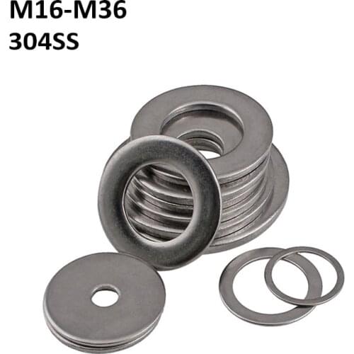 304 Stainless Steel Flat Washer Metric Plain Gasket Flat Gasket Rings M16 M18 M20 M22 M24 M27 M30 M33 M36 Thickness 2.5mm-4mm