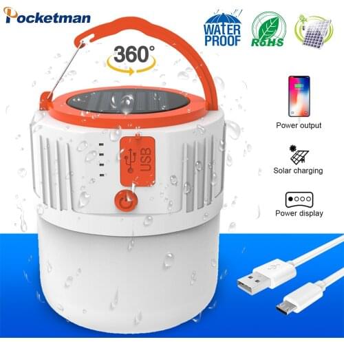 Solar Portable Lanterns Tent Super Bright Night Market Light Camping Light Rechargeable Outdoor Lantern Emergency Lamp Powerbank