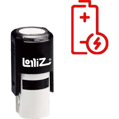 LolliZ Battery Charge Self-Inking Rubber Stamp - Modern Symbol Series