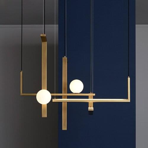 Post-modern luxury chandelier creative personality model room lamp Nordic simple living room restaurant copper light