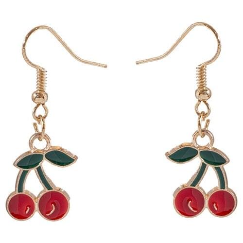 Korean Version of Simple Fashion New Cute Cherry Pendant Earrings Women Wild ins Wind No Pierced Earrings Modern Jewelry