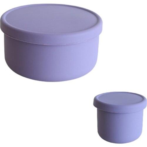 Silicone Fresh-Keeping Box with Lid,Bento/Lunch Box/Fruit Salad Fresh-Keeping Bowl,Sealed Storage Box,700ML+250ML