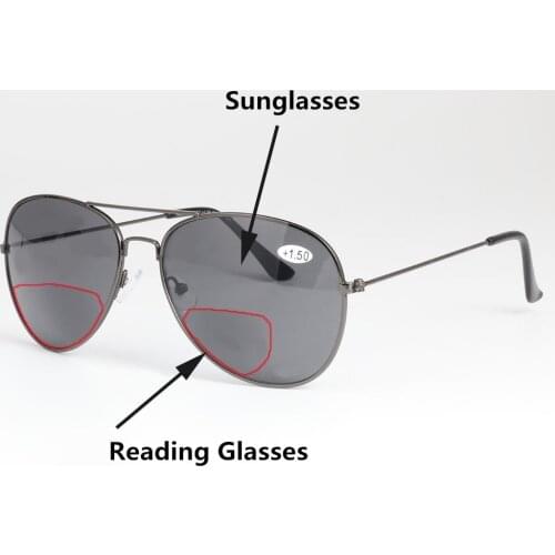 Retro Pilot Bifocal Sunglasses Reading Glasses Presbyopia Sun Glasses Men Women Enlarge Bifocal Reader Spectacles OutdoorFishing