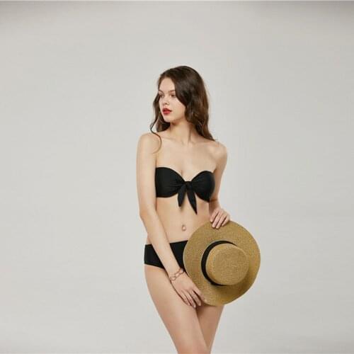 Front Tie Bandeau Swimsuit Women Swimwear Bikini Set