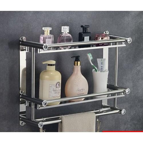 Spot Stainless Steel 304 Bathroom Rack Free Perforated Single Layer Towel Rack Bathroom Storage Rack