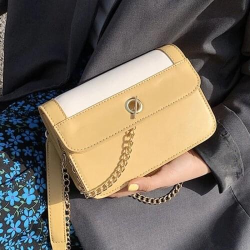 PU Leather Contrast Color Crossbody Bags For Women 2021 Fashion Small Shoulder Bag Female Handbags And Purses Travel Bags