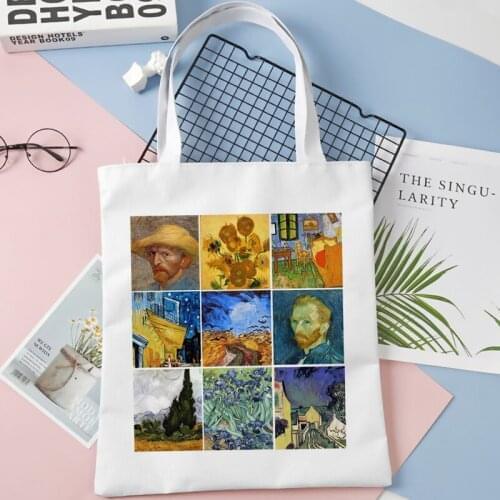 Van Gogh shopping bag bolsas de tela eco bolsa grocery bag net foldable cabas