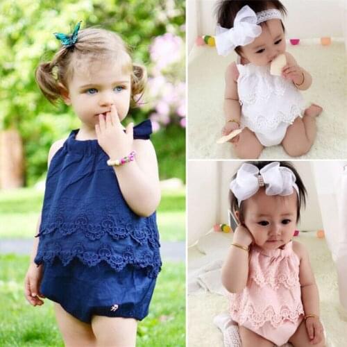 Sweety Little Girls Summer Bodysuits Newborn Baby Girl Infant Bow Jumpsuit Bodysuit Tutu Lace Dress Clothes Outfit