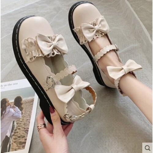 Lolita shoes fruit bubble sweetheart round head student shoes JK Uniform Lolita Shoes Bowknot Princess Kawaii Girl Women Shoes