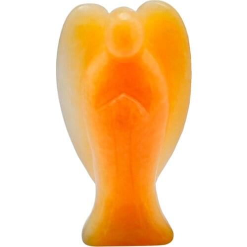 TUMBEELLUWA 3 inch Yellow Jade Pocket Guardian Angel Figurine Statue,Reiki Healing Stone