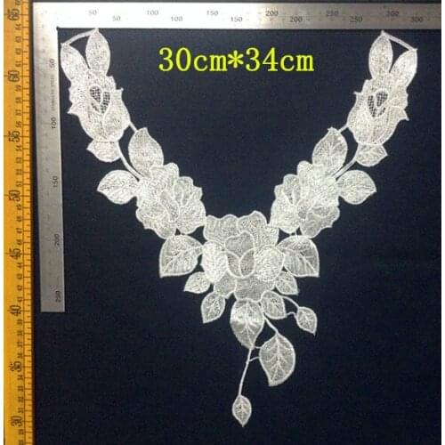 30cm*34cm polyester embroidery leaf flower motif collar applique,embroidery decoration collar,XERY-YSF0509B