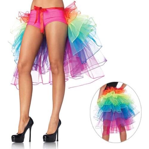 Womens Layered Rainbow Bustle Skirt Dance Tulle Tutu Skirt for Clubwear Carnival Party Skirts