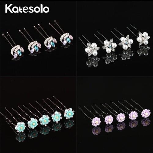 10Pcs/Set Wedding Party Hair Jewelry Crystal Faux Pearl Bridal Hairpin Clips Flower Hair Pins Barrette Accessories Wholesale