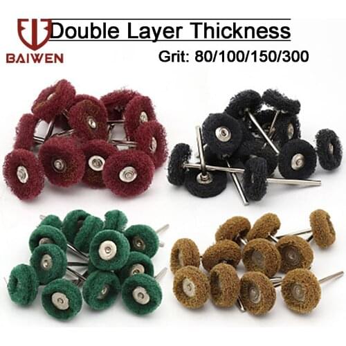 100pcs Mini Brush Scouring Pad Abrasive Wheel Nylon Fiber Grinding Sanding Head Buffing Polishing Wheel Dremel Accessories