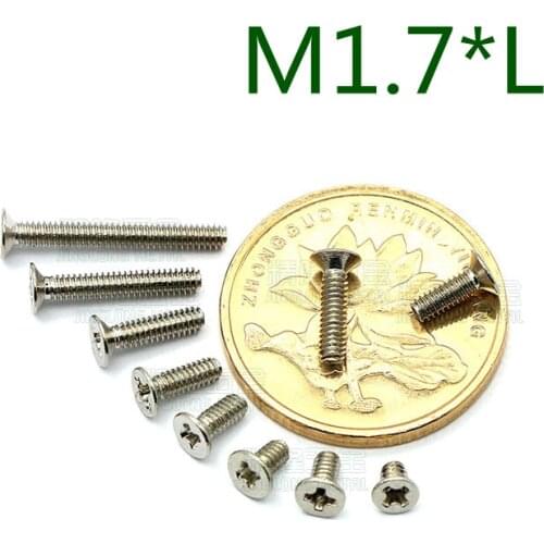 1000pcs/lot M1.7*3/4/5/6/8/10 Head diameter 3.2mm Countersunk head philips machine screw KM1.7