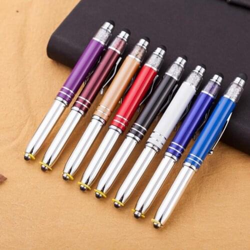 20 PCS Multifunctional Pocket Ballpoint Pen Ultraviolet Lamp Touch Crystal Ball Pen for School and Office Writing EDC Tool