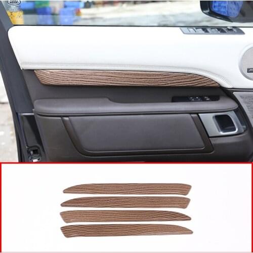 4 Pcs For Land Rover Discovery 5 LR5 L462 2017 2018 Sands Wood Grain Interior Door Panel Trim Accessories