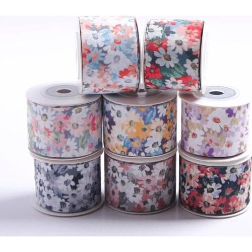 5 yards/lot Double Side Sunflower Printed Ribbon for Diy Bow Gift Packaging Sewing Clothing Dress Decoration Accessories