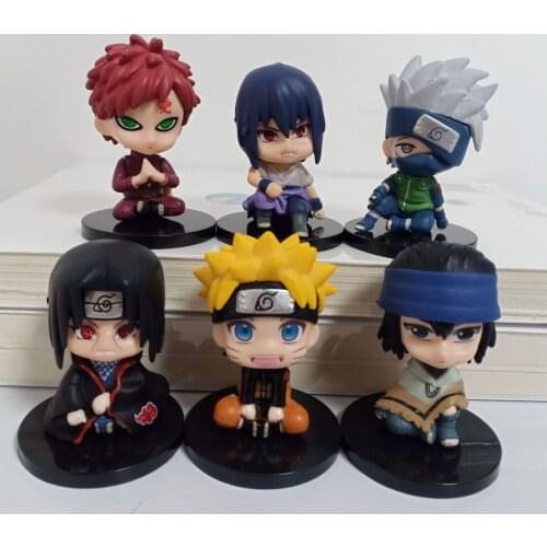 6pcs/set Sitting Posture Naruto Figures Anime Uzumaki Naruto Gaara Sasori Uchiha Itachi Sasuke Hatake Kakashi Action Figure Toys