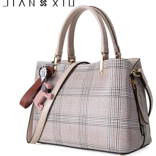 JIANXIU Brand Women Pu Leather Handbag Female Luxury Grid Pattern Synthetic Leather 2021 New Shoulder Messenger Bags Small Tote