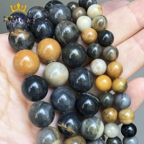 Natural Stone Wooden Petrified Round Loose Spacer Beads For Jewelry Making DIY Bracelet Charms Accessories 15'' 6/8/10/12mm