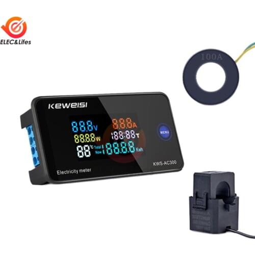 AC 50-300V 10A 100A Digital Voltmeter Power Energy Ammeter current Temperature Humidity Meter Amp Volt Wattmeter tester detector