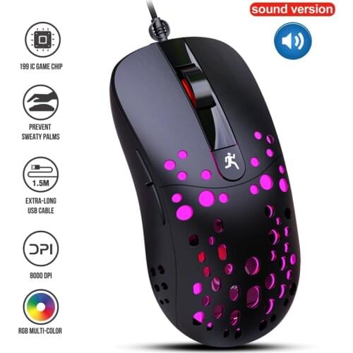 Highend Lightweight USB Wired Gaming Mouse RGB Gamer Mice 8000 DPI Holes Design Ergonomic For PC Computer Laptop Black New