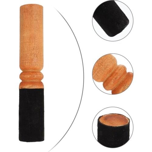 Wood Singing Bowl Mallet PU Leather Wrapped Stick for Meditation