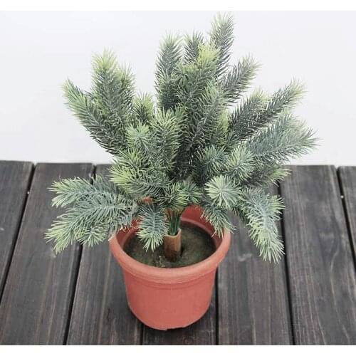 40cm Artificial Christmas Tree Branches Plastic Leaves Fake Plants False Pine Needles Simulation Grass For Home Desk Xmas Decor