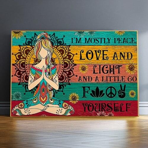 Canvas Painting Poster "Peace Love" Wall Art Cartoon Prints Living Room Decor Yoga Meditation Home Decoration Pictures