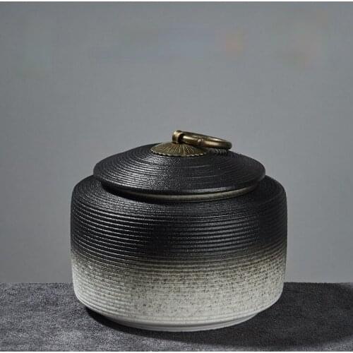 Chinese Stoneware Tea Caddy Gradient Glaze Pu'er Sealed Pot Size Size Tea Keeping Tea Caddy Black Tea Storage Decoration