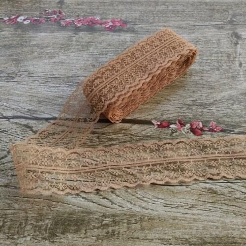 Beautiful! 10 yards 45mm Brown net embroidery lace Bilateral DIY jewelry, clothing, wedding, floral accessories