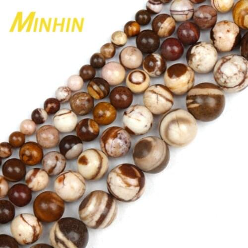MINHIN Natural Australian Zebra Jaspers Stone Beads 4 6 8 10mm Round loose Beads For Jewelry Making