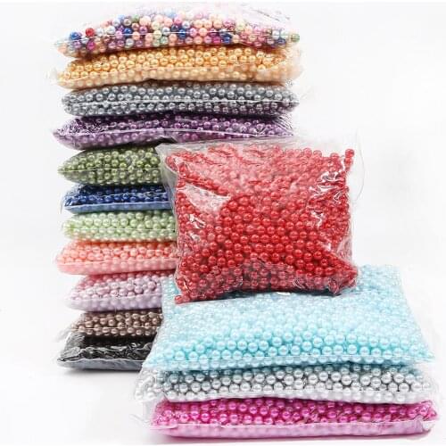 3/4/6/8/10mm Round Multi Color No Hole Acrylic Imitation pearl beads Loose beads For DIY Scrapbook Decoration Crafts Making
