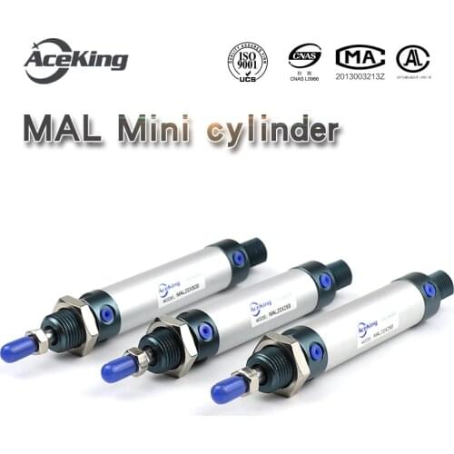 Small mini aluminum alloy cylinder MAL 25X25X50X75X100X125X150X175X200-CA push industrial fixture in circular cylinder MAL25X25