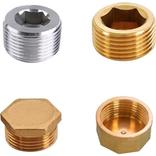 Copper 1/8" 1/4" 3/8" 1/2" 3/4" Male Thread Brass Pipe Hex Head End Cap Plug Fitting Coupler Connector Adapter