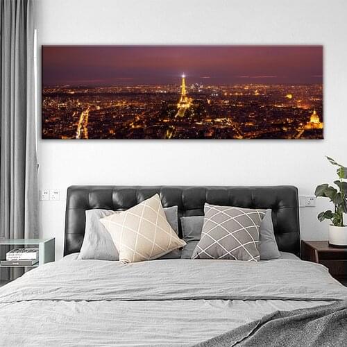 Skyline Of Paris Wall Art Canvas Prints Night Landscape Of Paris Posters And Prints Wall Art Decorative Pictures For Bed Room