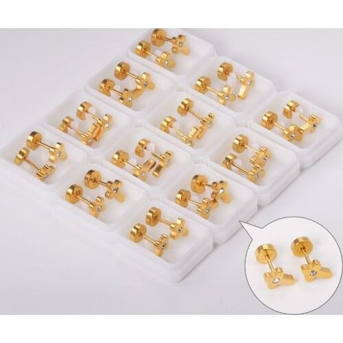 12 Pairs 316L Stainless Steel Korean Fashion CZ Cross Earrings Women 2021 Gold Color Wholesale Stud Earring Fashion Jewelry