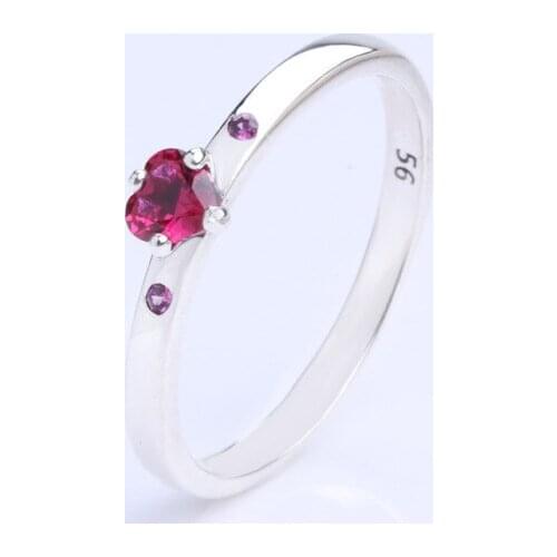 Authentic 925 Sterling Silver Shiny Rose Zircon Red Heart Ring For Women Female Original Jewelry