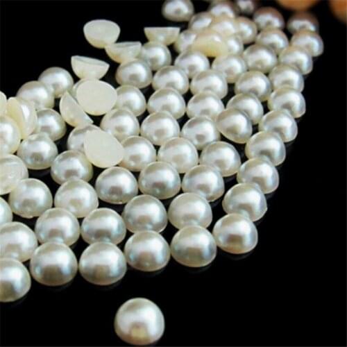 Size 1.5mm-20mm Ivory White Color Half Round Flatback Pearl Bead Loose DIY ABS Plastic Imitation Half Pearl Nail Arts Decoration