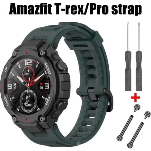 Hot Silicone Band For Huami Amazfit T-rex T Rex pro Strap smart watch bands Connector screw rod adapter pin